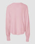 V-Neck Long Sleeve Beaded Decor Oversized Sweater Fluffy Pullover Top pink