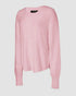 V-Neck Long Sleeve Beaded Decor Oversized Sweater Fluffy Pullover Top pink