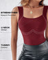 U-Neck Sleeveless Tank Seamless Skinny Layering Top with Built-In Bra Wine red