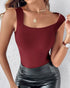 ChicMe ContourX 2 Piece U Neck Shapewear Built-in Bra Tank High Strechy Sleeveless Slim Fit Tops Camisole Wine red