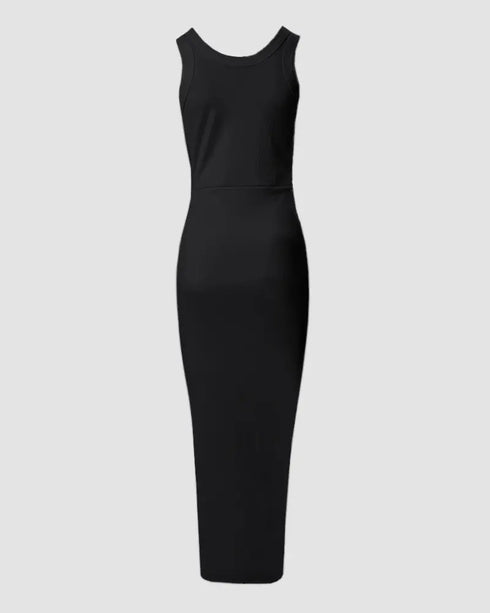 Floral Print U-Neck Thick Strap Drawstring Slit Vacation Dress Casual Ruched Slim Fit Tank Dress black