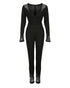 Deep V-Neck Hollow-out Zipper Back Skinny Jumpsuit black