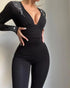 Glitter Cold Shoulder Contrast Lace Corset Jumpsuit black