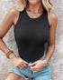 O-Neck Sleeveless Basic Slim Fit Skinny Tank Casual Top(Without Pads) black