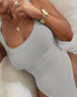 U-Neck Sleeveless Tank Top Bodysuits Slim Fit Ribbed Bodysuits gray