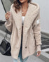 Button Front Pockets Design Hoodie Faux Shearling Coat Apricot
