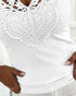 Contrast Lace V Neck Sleeveless Knit Top Casual Slim Fit Tank white