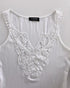 Contrast Lace V Neck Sleeveless Knit Top Casual Slim Fit Tank white