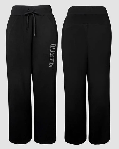 2 Pieces Outfit Long Sleeve Crop Drawstring Hoodie Sweatshirt with Thumb Hole Cuffs and Casual Drawstring Elastic Waist Wide Leg Sweatpants Set black