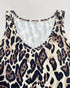 2 Piece Contrast Sequin Heart Pattern V-Neck Sweatshirt Leopard Print Sleeveless Tank Dress Set Apricot