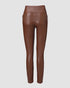 ChicMe CurveEase PU Leather Leggings High Waist Curved Fleece Lined Tights Casual Pants coffee