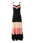 Spaghetti Strap Colorblock Ruched Ruffles Maxi Dress black