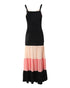 Spaghetti Strap Colorblock Ruched Ruffles Maxi Dress black