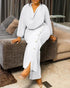 Long Sleeve Cowl Neck Elegant Jumpsuit Casual Wide Leg Button Decor Slit Romper white