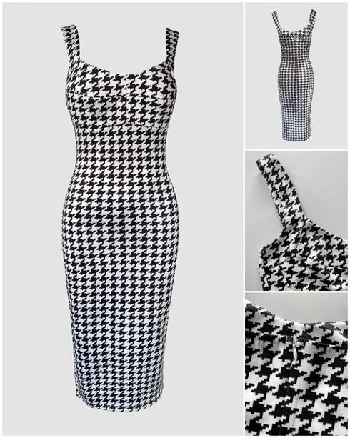 Square Neck Sequin & Tassel Decor Mesh Sleeve Bodycon Dress Zipper Back Party Dress blackwhite