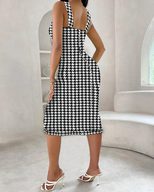 Square Neck Sequin & Tassel Decor Mesh Sleeve Bodycon Dress Zipper Back Party Dress blackwhite