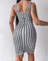 Square Neck Sequin & Tassel Decor Mesh Sleeve Bodycon Dress Zipper Back Party Dress blackwhite