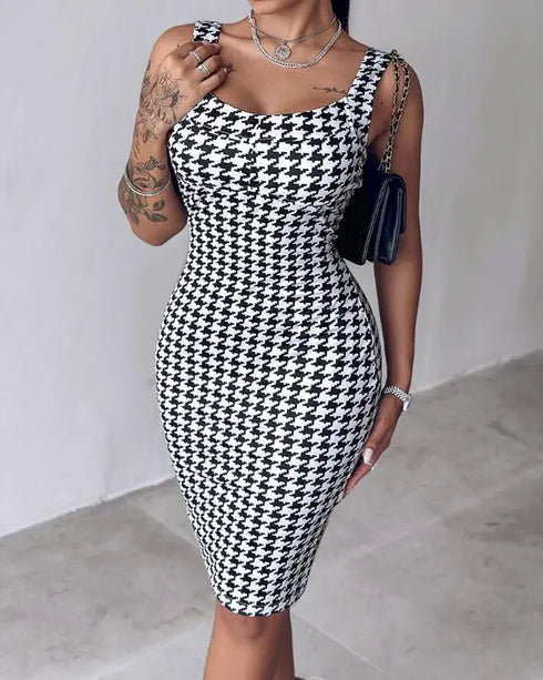 Square Neck Sequin & Tassel Decor Mesh Sleeve Bodycon Dress Zipper Back Party Dress blackwhite