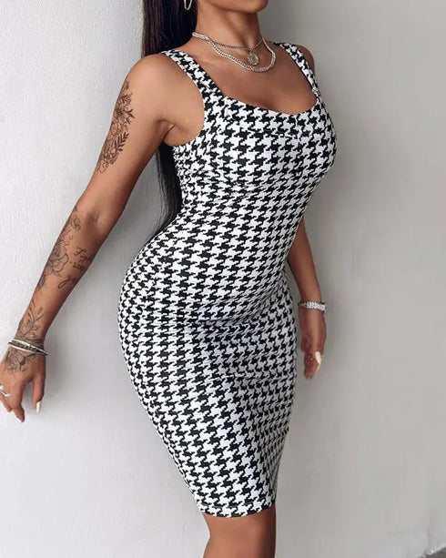 Square Neck Sequin & Tassel Decor Mesh Sleeve Bodycon Dress Zipper Back Party Dress blackwhite