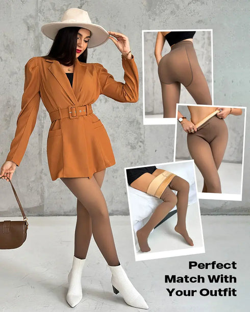 ChicMe ShapeLift 2-Piece Magic Fleece Lined Leggings Tight Thin Fleece Thermal Pantyhose Warm Leggings(Size Regular/Large/Extra Large) style2