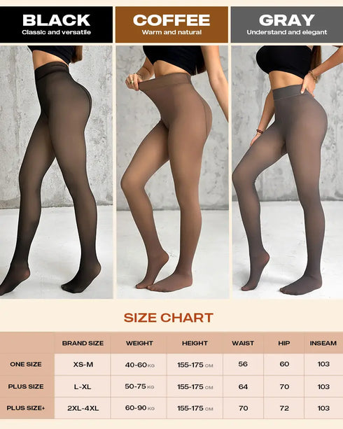 ChicMe ShapeLift 2-Piece Magic Fleece Lined Leggings Tight Thin Fleece Thermal Pantyhose Warm Leggings(Size Regular/Large/Extra Large) style2