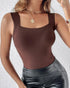 ChicMe ContourX U Neck Shapewear Built-in Bra Sleeveless High Strechy Slim Fit Tank BodySuits coffee