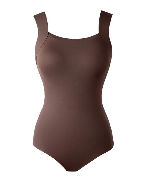 ChicMe ContourX U Neck Shapewear Built-in Bra Sleeveless High Strechy Slim Fit Tank BodySuits coffee