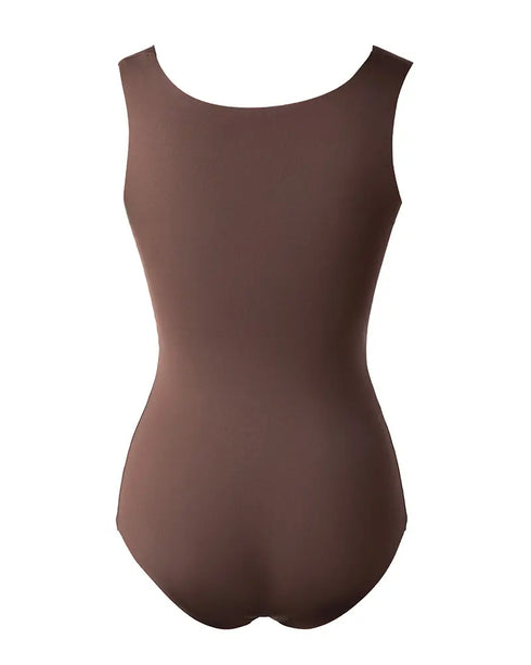 ChicMe ContourX U Neck Shapewear Built-in Bra Sleeveless High Strechy Slim Fit Tank BodySuits coffee