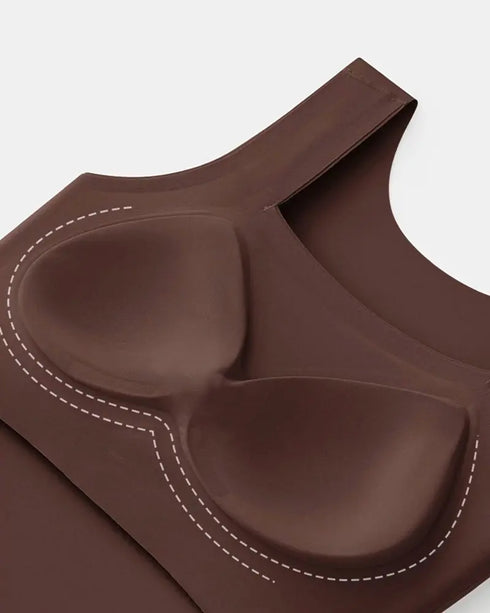 ChicMe ContourX U Neck Shapewear Built-in Bra Sleeveless High Strechy Slim Fit Tank BodySuits coffee