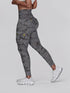 Camouflage Print High Waist Skinny Leggings with Cargo Flap Pockets Casual Pants gray