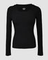 ChicMe Built-in Bra U-Neck Long Sleeve Ribbed Top black