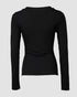 ChicMe Built-in Bra U-Neck Long Sleeve Ribbed Top black