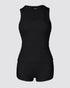 2PCS Micro-Ribbed U-Neck Tank Top & Boxer Set Cozy Loungewear black