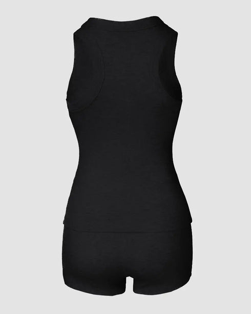 2 Pieces Outfit Bowknot Decor Notch Neck Adjustable Straps Ruffles Camisole Top and Elastic Waist Shorts Set Casual Ditsy Floral Print Frill Trim Jacquard Textured Pajamas Set black