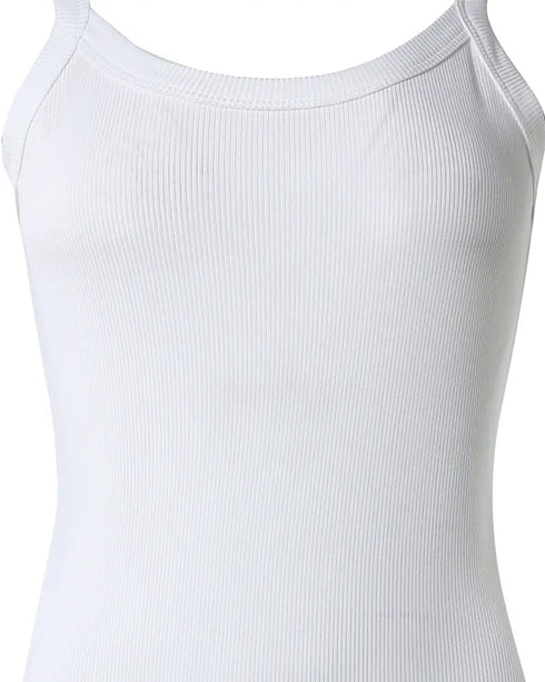 Spaghetti Strap U-Neck Casual Maxi Dress Slim Fit Cami Vacation Dress white