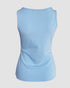 Contrast Lace V Neck Sleeveless Knit Top Casual Slim Fit Tank blue