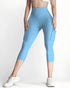 Butt Lifting Biker Capris Leggings High Waist Flap Pocket Workout Capris Gym Pants Lighted Blue