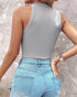 O-Neck Sleeveless Basic Slim Fit Skinny Tank Casual Top(Without Pads) gray