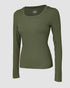 ChicMe Built-in Bra U-Neck Long Sleeve Ribbed Top Army green