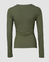 ChicMe Built-in Bra U-Neck Long Sleeve Ribbed Top Army green