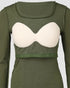 ChicMe Built-in Bra U-Neck Long Sleeve Ribbed Top Army green