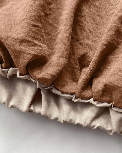 2 Pieces Outfit One Shoulder Sleeveless Elastic Hem Crop Top and 3D Flower Decor High Waist Slit Dress Set brown