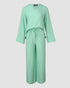 2 Piece Notch Neck Long Sleeve Asymmetrical Hem Tops Stretchy Waist Straight Leg Pants Lounge Sets Tracksuit light green