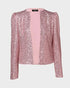 Jacquard & Argyle Pattern Open Front Jacket Casual Crop Coat pink