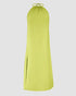 Halter Sleeveless Backless Maxi Dress Casual Shirred Back Side Slit Vacation Dress light green