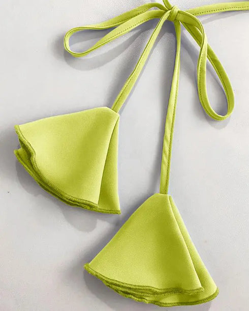 Halter Sleeveless Backless Maxi Dress Casual Shirred Back Side Slit Vacation Dress light green