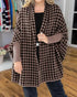 Houndstooth Print Versatile Loose Fit Sweater Coat Casual Warm Cape Shawl brown