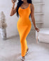 Spaghetti Strap U-Neck Casual Maxi Dress Slim Fit Cami Vacation Dress orange