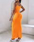 Spaghetti Strap U-Neck Casual Maxi Dress Slim Fit Cami Vacation Dress orange