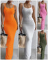Spaghetti Strap U-Neck Casual Maxi Dress Slim Fit Cami Vacation Dress orange